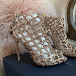 New Sergio Rossi Mermaid Cage Booties Heels Pumps Swarovski Crystal $1700